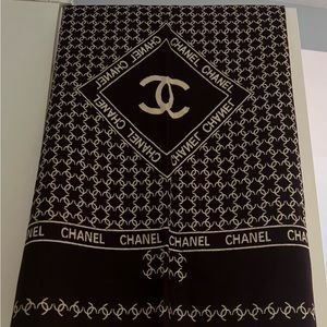 Brown Channel monogram pattern scarf